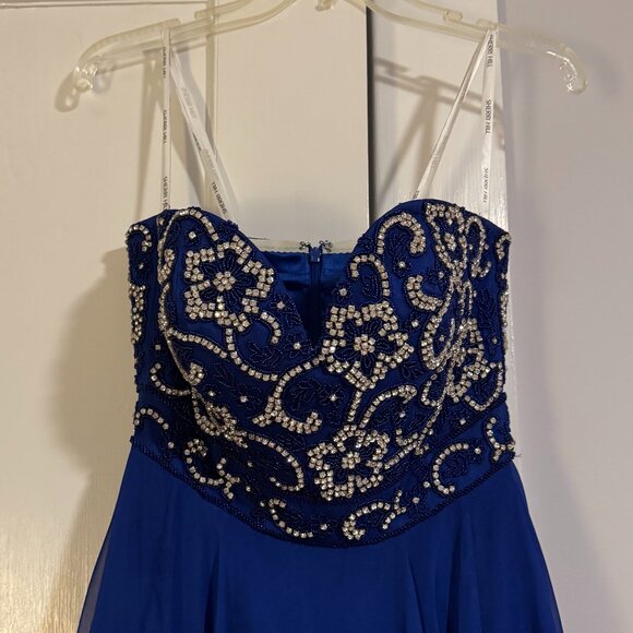 Sherri Hill Royal Blue Crystal Embellished Gown, Style 8545, Sz 4 - Picture 3 of 14
